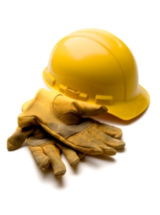 image of hard hat and work gloves