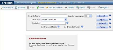 Keyword Discovery research tool