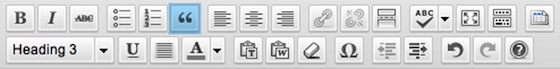 image of wordpress formatting bar