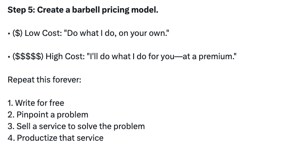 Barbell pricing